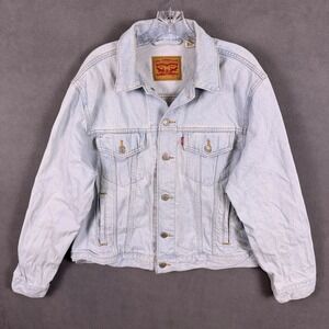 Levis Womens Denim Jacket XL Trucker Light Wash Classic Look Vintage Read!